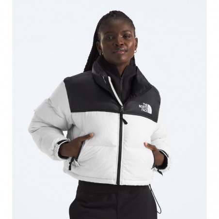 Women’s Nuptse Short Jacket White Dune/TNF Black