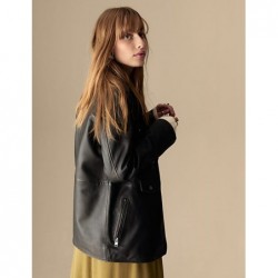 M&S Collection Leather Longline Girlfriend Biker Jacket