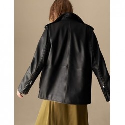 M&S Collection Leather Longline Girlfriend Biker Jacket