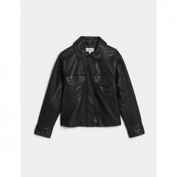 Leather Collared Biker Jacket