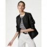 Leather Collarless Jacket