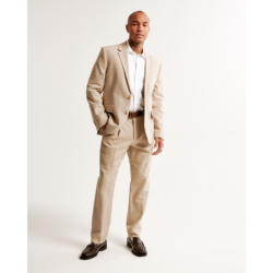 A&F Collins Tailored Taupe Classic Linen Blend Blazer