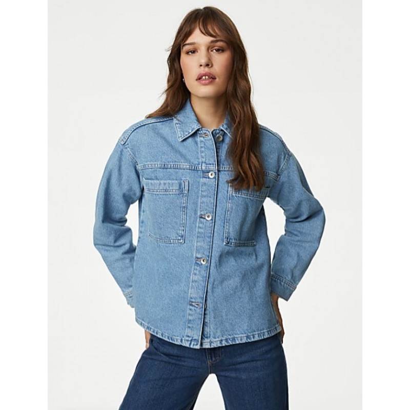 M&S Collection
Pure Cotton Denim Relaxed Shacket