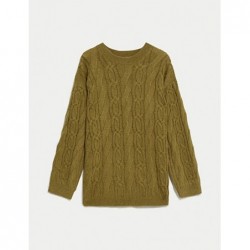 Cable Knit Neck Jumper Moss green