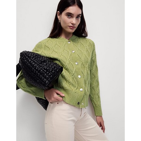 M&S Collection
Cable Knit Cloud-Yarn Bomber Cardigan Fern green