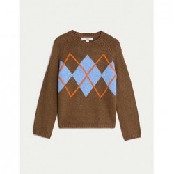 M&S Collection
Argyle Crew Neck Jumper With Wool