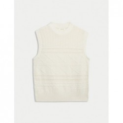 Merino Wool Blend Textured Knitted Vest