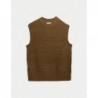 Merino Wool Blend Textured Knitted Vest Rich amber