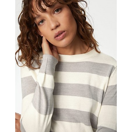 M&S Collection
Supersoft Striped Crew Neck Jumper Grey mix