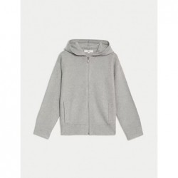 M&S Collection
Soft Touch Knitted Zip Up Hoodie Grey marl