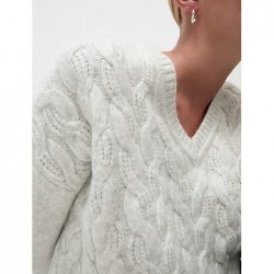 M&S Collection
Cloud-yarn Cable Knit V-Neck Jumper Pebble