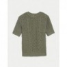 Pure Cotton Cable Knit Short Sleeve Top Light khaki