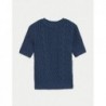 Pure Cotton Cable Knit Short Sleeve Top Air force blue