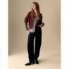 Merino Wool Blend Textured V-Neck Cardigan Claret