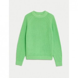 Merino Wool Blend Textured Jumper Lime