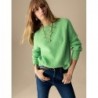 Merino Wool Blend Textured Jumper Lime