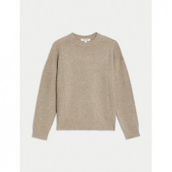 Merino Wool Textured Cable Knit Jumper Cappuccino