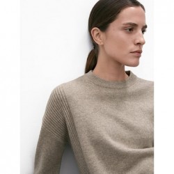 Merino Wool Textured Cable Knit Jumper Cappuccino