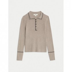 M&S Collection
Ribbed Polo Neck Fitted Top Mocha mix