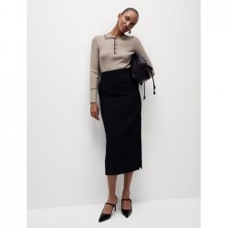 M&S Collection
Ribbed Polo Neck Fitted Top Mocha mix