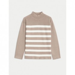 M&S Collection
Soft Touch Striped Ribbed Funnel Neck Jumper