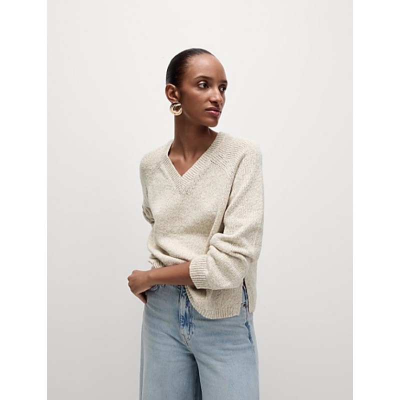 M&S Collection
Cotton Blend Ribbed V-Neck Jumper Biscuit