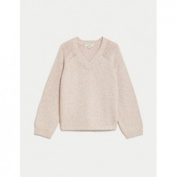 M&S Collection
Cotton Blend Ribbed V-Neck Jumper Pink