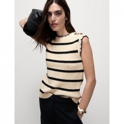 M&S Collection
Striped Crew Neck Scalloped Edge Knitted Vest