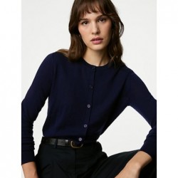 M&S Collection
Pure Merino Wool Crew Neck Cardigan Navy