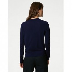 M&S Collection
Pure Merino Wool Crew Neck Cardigan Navy