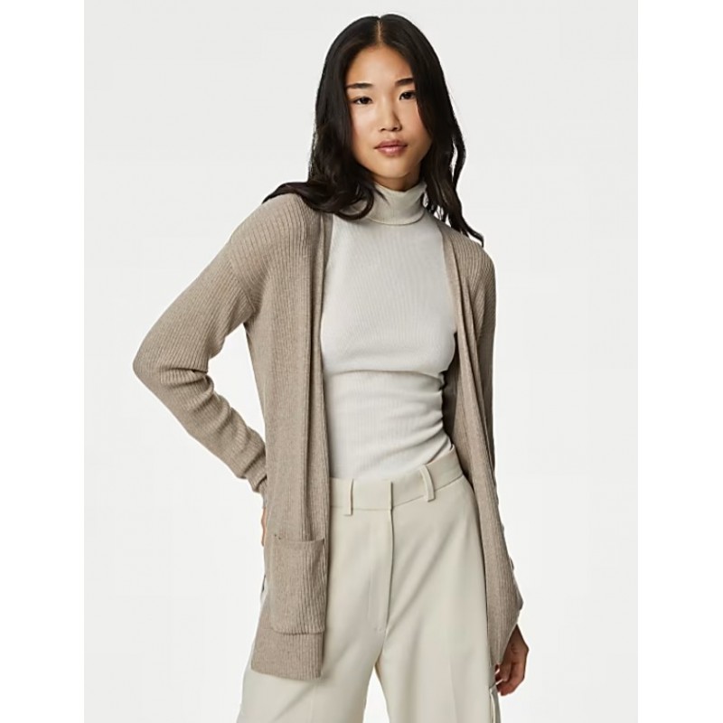 M&S Collection
Ribbed Edge to Edge Longline Cardigan Mocha