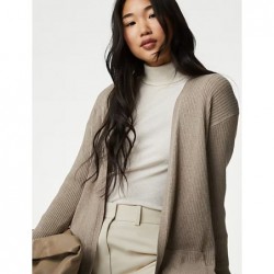 M&S Collection
Ribbed Edge to Edge Longline Cardigan Mocha