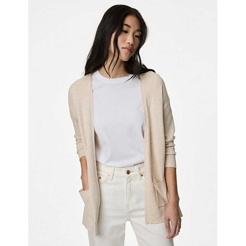 M&S Collection
Ribbed Edge to Edge Longline Cardigan Ecru