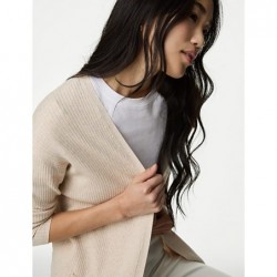 M&S Collection
Ribbed Edge to Edge Longline Cardigan Ecru