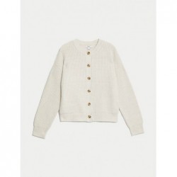 M&S Collection
Ribbed Button Front Cardigan Light natural