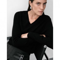 Pure Cashmere V-Neck Jumper Black