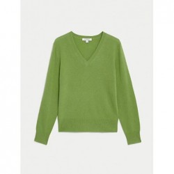 Pure Cashmere V-Neck Jumper Bright green