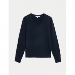 Pure Cashmere V-Neck Jumper Navy