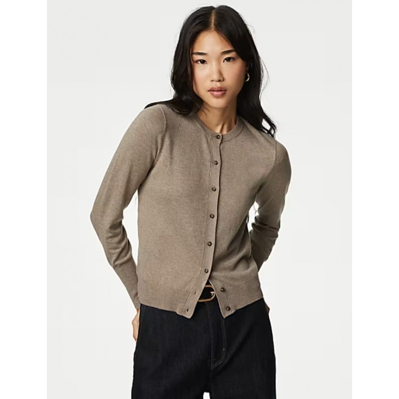 M&S Collection
Crew Neck Button Front Cardigan Mocha