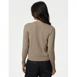 M&S Collection
Crew Neck Button Front Cardigan Mocha