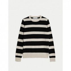 M&S Collection
Pure Merino Wool Striped Jumper Black mix