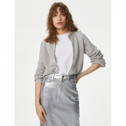 M&S Collection
Metallic Textured Bomber Cardigan