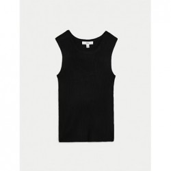 M&S Collection
Ribbed Crew Neck Knitted Vest Black