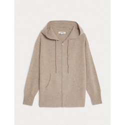 Pure Cashmere Knitted Relaxed Hoodie Cappuccino