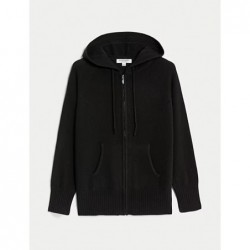 Pure Cashmere Knitted Relaxed Hoodie Black