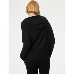 Pure Cashmere Knitted Relaxed Hoodie Black