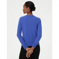 Pure Cashmere Crew Neck Cardigan Iris