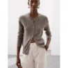 Pure Cashmere Crew Neck Cardigan Mole