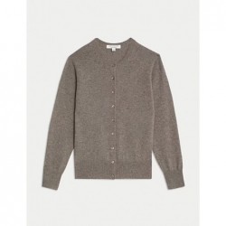 Pure Cashmere Crew Neck Cardigan Mole