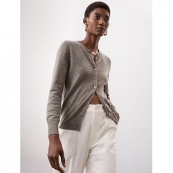 Pure Cashmere Crew Neck Cardigan Mole